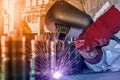 Worker Industrials Welding Mig with spark light.