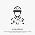 Worker, Industry, Construction, Constructor, Labour, Labor Line Icon Vector