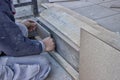Worker Install Ceramic Stairs Tile