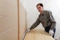 Worker installing a countertop Royalty Free Stock Photo