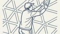 Worker Installing Panels. Construction and Renovation, vector design Generative AI Royalty Free Stock Photo