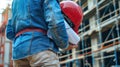 The worker holding a hardhat.AI generated image Royalty Free Stock Photo