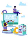 Worker Control System Industrial Equipment. Vector