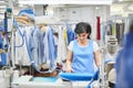 Worker Laundry ironed clothes iron dry Royalty Free Stock Photo