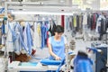 Worker Laundry ironed clothes iron dry Royalty Free Stock Photo