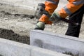 Worker laying breeze blocks