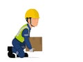 A worker is lifting a small box on the floor Royalty Free Stock Photo