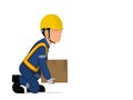 A worker is lifting a small box on the floor Royalty Free Stock Photo