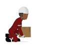 A worker is lifting a small box on the floor Royalty Free Stock Photo