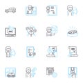 Worker linear icons set. Laborer, Employee, Tradesman, Operative, Craftsperson, Blue-collar, Hands-on line vector and