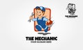 The Mechanic Vector Logo Cartoon. Royalty Free Stock Photo