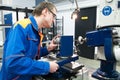 Worker at machine tool operating Royalty Free Stock Photo