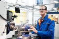 Worker at machine tool operating Royalty Free Stock Photo