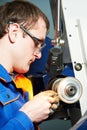Worker at machine tool operating Royalty Free Stock Photo