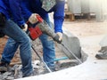 A Worker man drilling in concrete Royalty Free Stock Photo