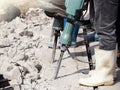 A Worker man drilling in concrete Royalty Free Stock Photo
