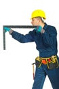 Worker man measure with L square ruler