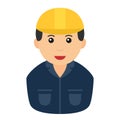 Worker Man with Safety Helmet Avatar Icon