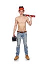Worker man with toolbelt Royalty Free Stock Photo