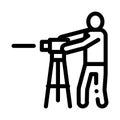 Worker Measuring Landscape Icon Thin Line Vector