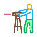 Worker Measuring Landscape Icon Thin Line Vector