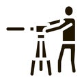 Worker Measuring Landscape Icon Vector