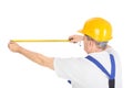 Worker with measuring tape Royalty Free Stock Photo