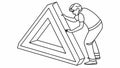 Worker Moving Large Triangle Block Vector, Construction and Building Art, vector design Generative AI Royalty Free Stock Photo