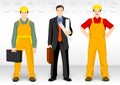 Worker ocupation. People character icons show dress of builders and foreman Royalty Free Stock Photo