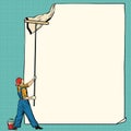 Worker painter sticks white poster Royalty Free Stock Photo