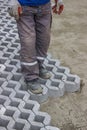 Worker paving new parking places 8 Royalty Free Stock Photo