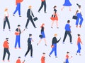 Worker people pattern. Office characters and business people group walking, modern worker team concept. Men and women