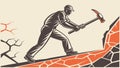 Worker with a Pickaxe Breaking Rocks Labor and Construction Art, vector design Generative AI Royalty Free Stock Photo