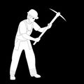 Worker with a pickaxe vector illustration flat style profile Royalty Free Stock Photo