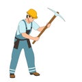 Worker with a pickaxe vector illustration flat style profile Royalty Free Stock Photo