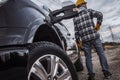 Worker and the Pickup Royalty Free Stock Photo