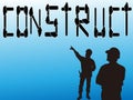 Worker pointing on the word construct