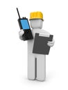 Worker with portable radio transmitter Royalty Free Stock Photo