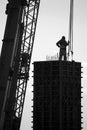 Worker pouring cement