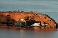 Worker prepare to salvage wrecked ship