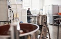 Worker preparing ingredients in an artisanal chocolate making factory