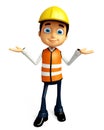 Worker with presentation pose