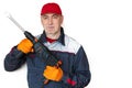 worker, professional with hammer drill, perforator Royalty Free Stock Photo