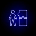 Worker, puzzle icon. Elements of Human resources illustration in neon style icon. Signs and symbols can be used for web, logo,