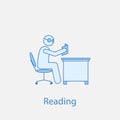 worker is reading 2 colored line icon. Simple colored element illustration. worker is reading outline symbol design from man in Royalty Free Stock Photo