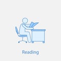 worker is reading 2 colored line icon. Simple colored element illustration. worker is reading outline symbol design from man in Royalty Free Stock Photo