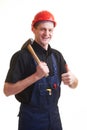 Worker in red hard hat Royalty Free Stock Photo