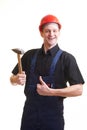 Worker in red hard hat Royalty Free Stock Photo