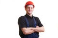 Worker in red hard hat Royalty Free Stock Photo