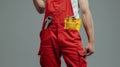 The worker in red overalls.AI generated image Royalty Free Stock Photo